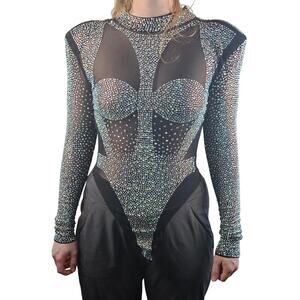 Banjul Black Rhinestone Shapewear Bodysuit